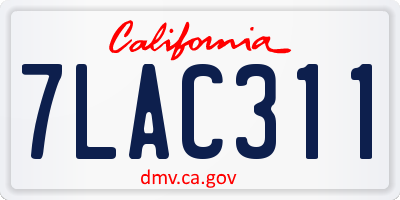 CA license plate 7LAC311