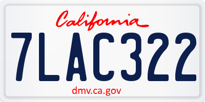 CA license plate 7LAC322
