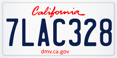 CA license plate 7LAC328