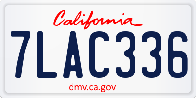 CA license plate 7LAC336