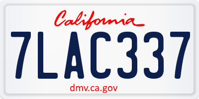 CA license plate 7LAC337