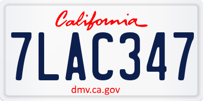 CA license plate 7LAC347