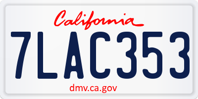 CA license plate 7LAC353