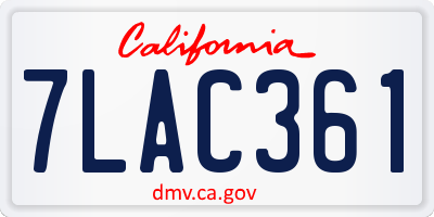 CA license plate 7LAC361