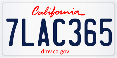 CA license plate 7LAC365