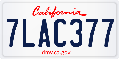 CA license plate 7LAC377