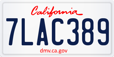 CA license plate 7LAC389