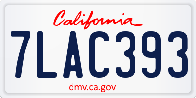CA license plate 7LAC393