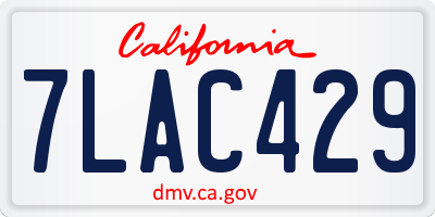CA license plate 7LAC429