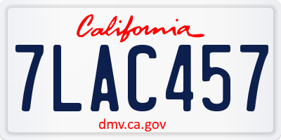 CA license plate 7LAC457