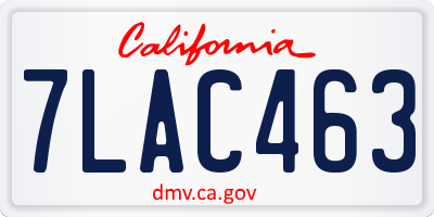 CA license plate 7LAC463