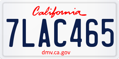 CA license plate 7LAC465