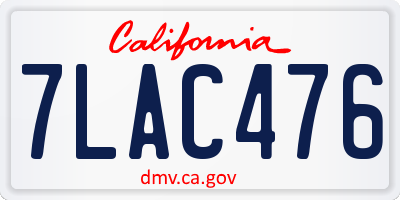 CA license plate 7LAC476