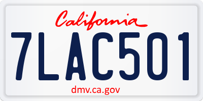 CA license plate 7LAC501