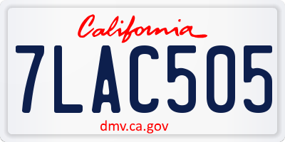 CA license plate 7LAC505