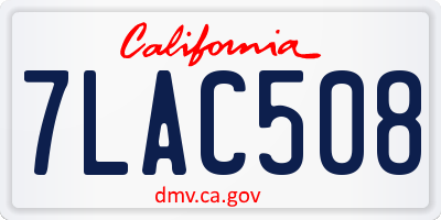 CA license plate 7LAC508