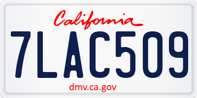 CA license plate 7LAC509