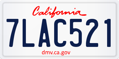 CA license plate 7LAC521