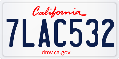 CA license plate 7LAC532
