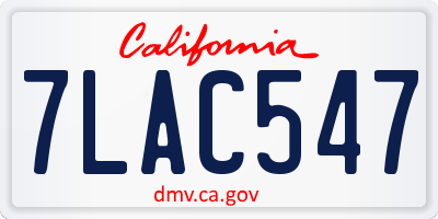 CA license plate 7LAC547