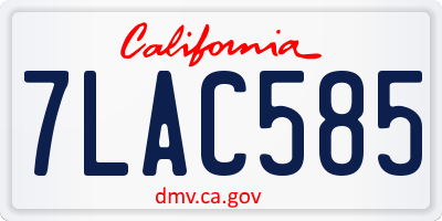 CA license plate 7LAC585