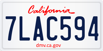 CA license plate 7LAC594