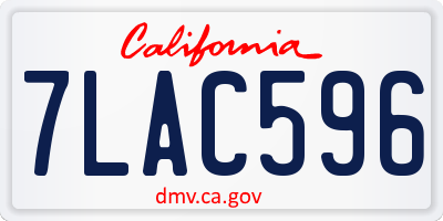 CA license plate 7LAC596