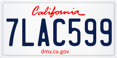 CA license plate 7LAC599