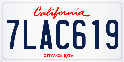 CA license plate 7LAC619