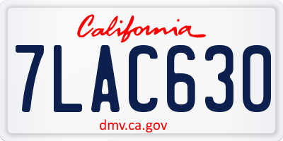 CA license plate 7LAC630