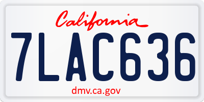 CA license plate 7LAC636