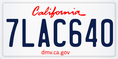 CA license plate 7LAC640