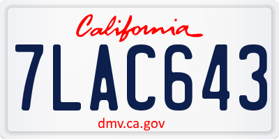 CA license plate 7LAC643