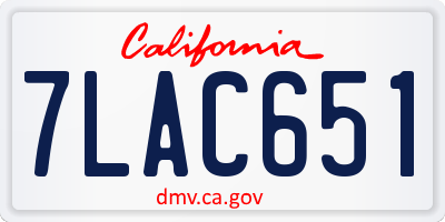 CA license plate 7LAC651