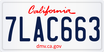 CA license plate 7LAC663