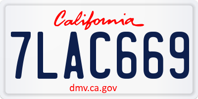 CA license plate 7LAC669