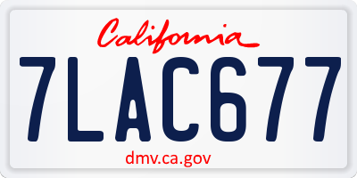CA license plate 7LAC677