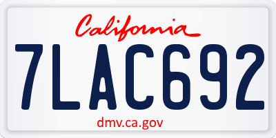 CA license plate 7LAC692