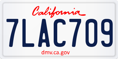 CA license plate 7LAC709