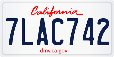 CA license plate 7LAC742