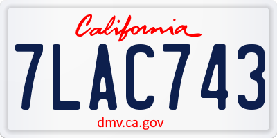 CA license plate 7LAC743