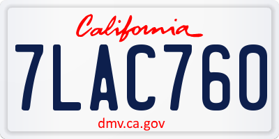 CA license plate 7LAC760