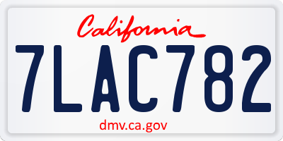 CA license plate 7LAC782