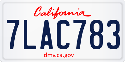 CA license plate 7LAC783