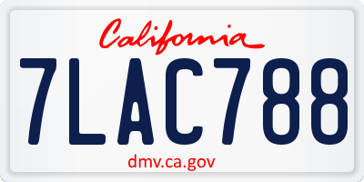 CA license plate 7LAC788