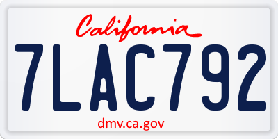 CA license plate 7LAC792