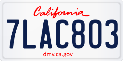 CA license plate 7LAC803
