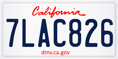 CA license plate 7LAC826