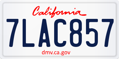 CA license plate 7LAC857