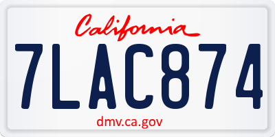 CA license plate 7LAC874